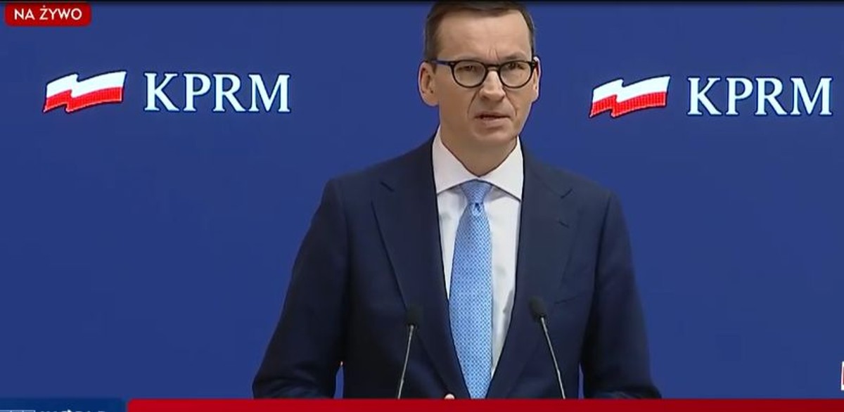 Mateusz Morawiecki na konferencji.