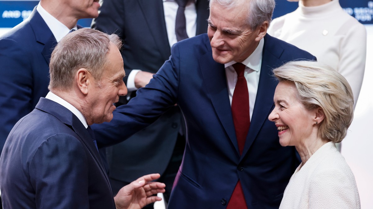 Poljski premijer Donald Tusk, premijer Norveške Jonas Gar Stjore i predsednica Evropske komisije Ursula fon der Lajen