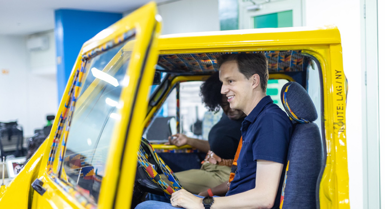 GitHub CEO Nat Friedman at the Andela Nigeria office [Photo by Rotimi Okungbaye, Andela]