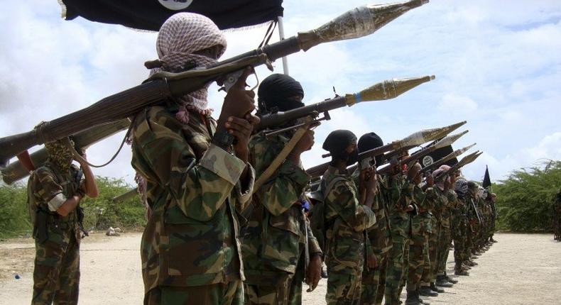 Al Shabaab militants parade new recruits after arriving in Mogadishufrom their training camp south of the capital in this October 21, 2010 file photo. REUTERS/Feisal Omar/Files