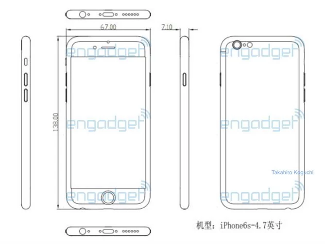 iPhone 6s ma mieć obudowę o grubości 7,1 mm. iPhone 6 ma obudowę o grubości 6,9 mm