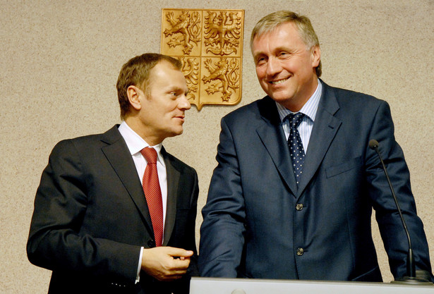 Premier Polski Donald Tusk i premier Czech Mirek Topolanek