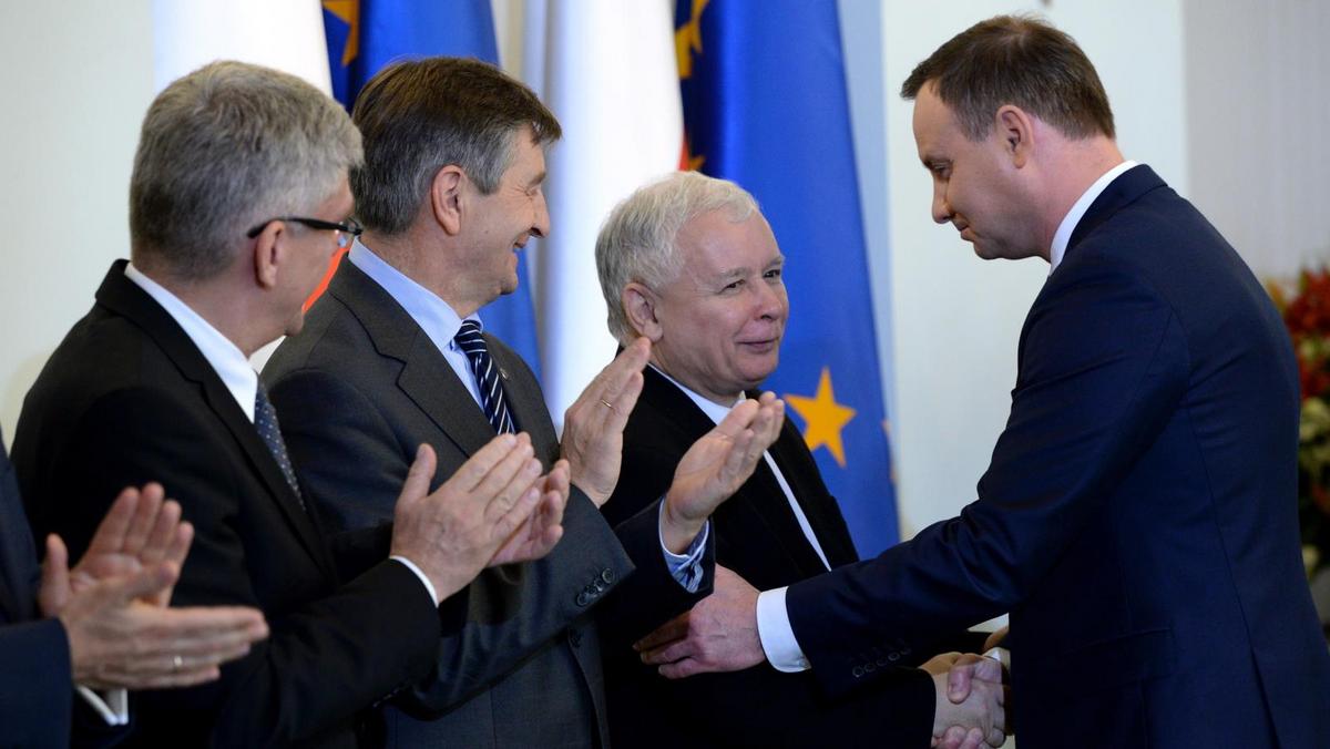 Stanisław Karczewski, Marek Kuchciński, Jarosław Kaczyński, Andrzej Duda, Agata Kornhauser-Duda