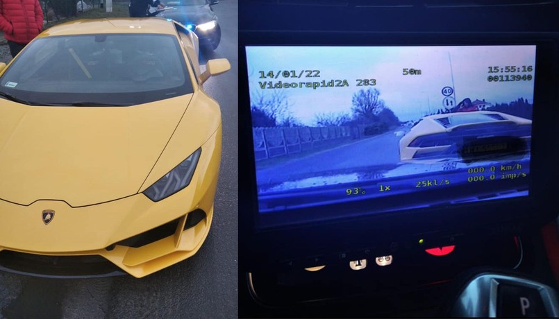 Lamborghini zatrzymane przez policję