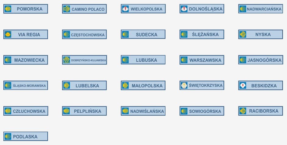 Nazwy szlaków św. Jakuba w Polsce źródło: Camino.net.pl