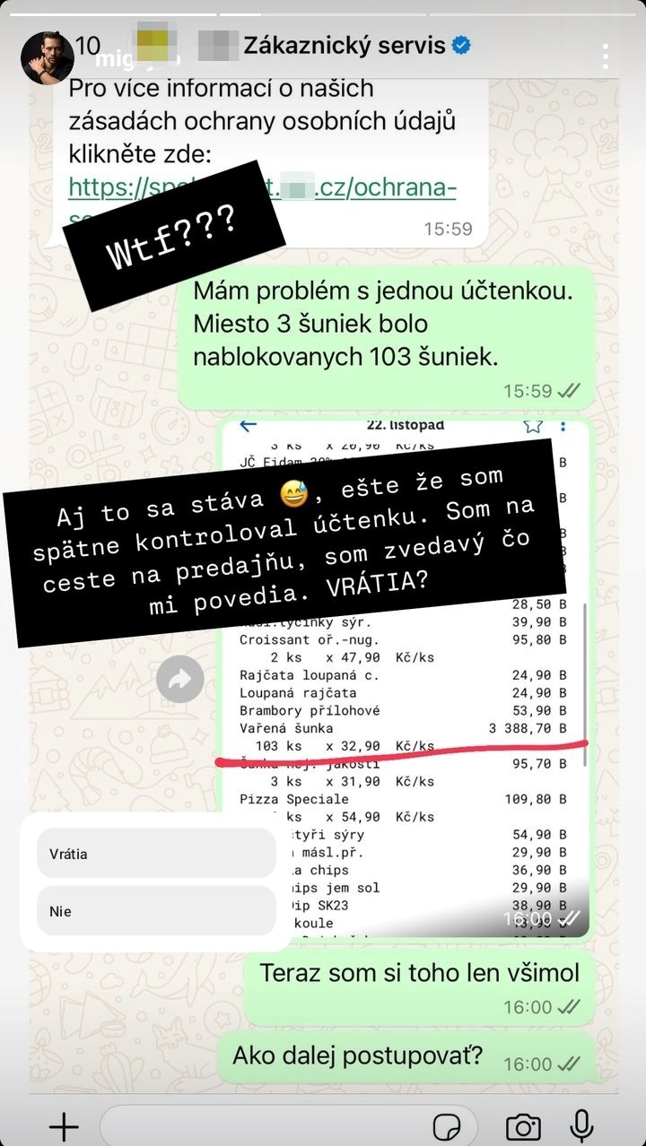 Michal Gajdošech kontaktoval zákaznícky servis známeho obchodného reťazca kvôli zle nablokovaným položkám.