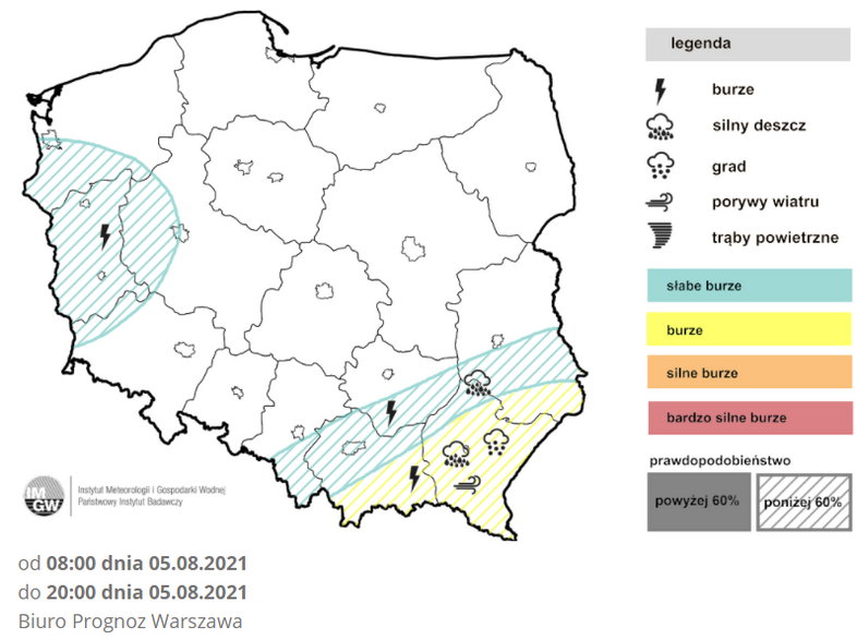 Prognoza burz na czwartek