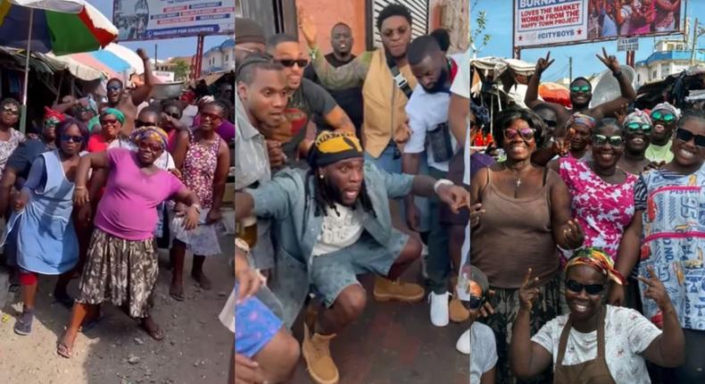 Burna Boy shows love to Ghanaian market women