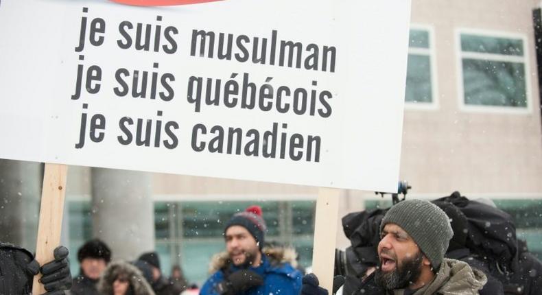 A Quebec mosque that was the scene in January of a mass shooting by a white supremacist received an outpouring of support like the march pictured here but continues to be the target of anti-Muslim actions