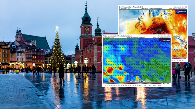 Zapowiadają się bardzo ciepłe i deszczowe święta (mapy: wxcharts.com)