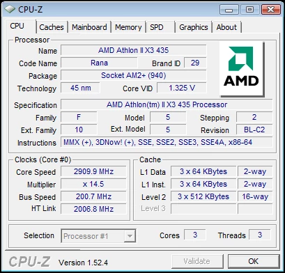 Tak najnowszego Athlona wykrywa CPU-Z