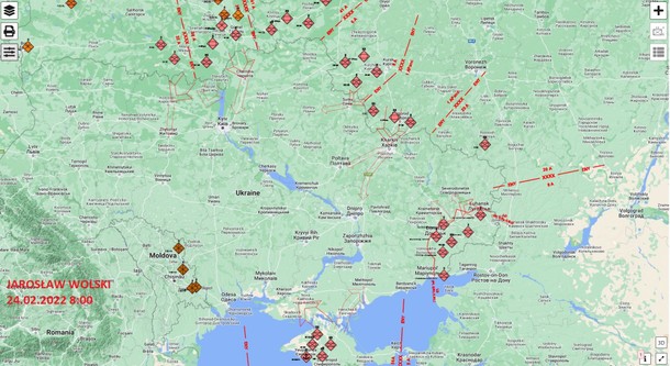 Mapa działań rosyjskiego wojska