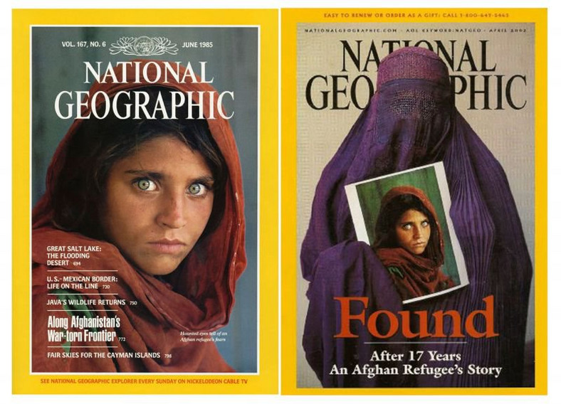 Okładki "National Geographic" z 1985 r. i 2002 r. 