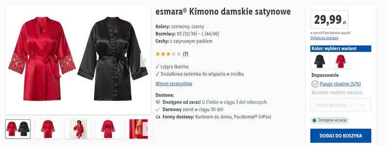 Lidl kimono satynowe