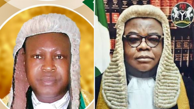 Hon. Justice Peter Hoommuk Mallong of the Federal High Court and Justice Chima Centus Nweze of the Supreme Court