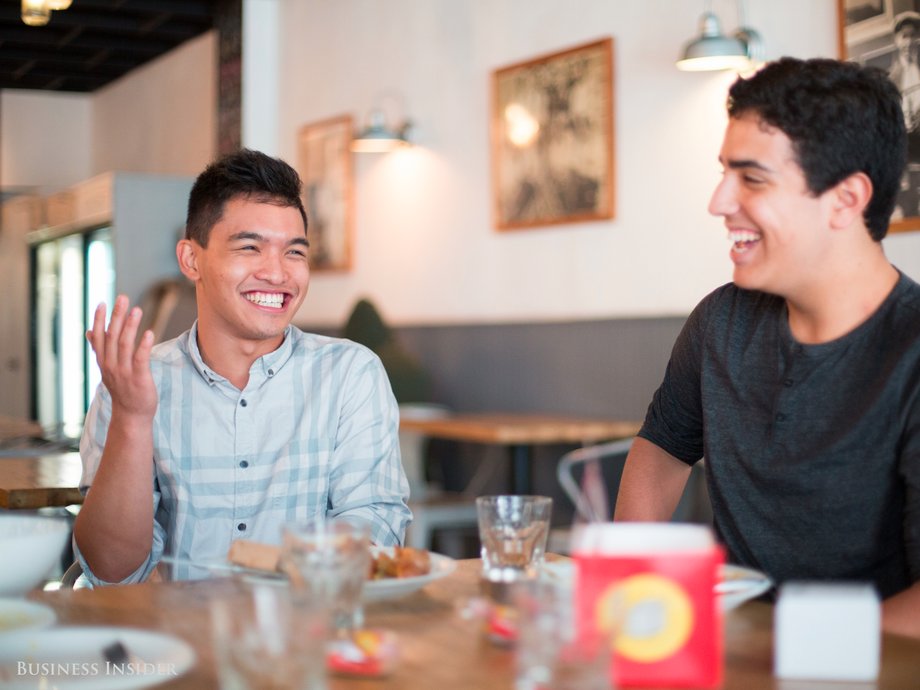 Members of the WeFast group break the fast with a meal together.