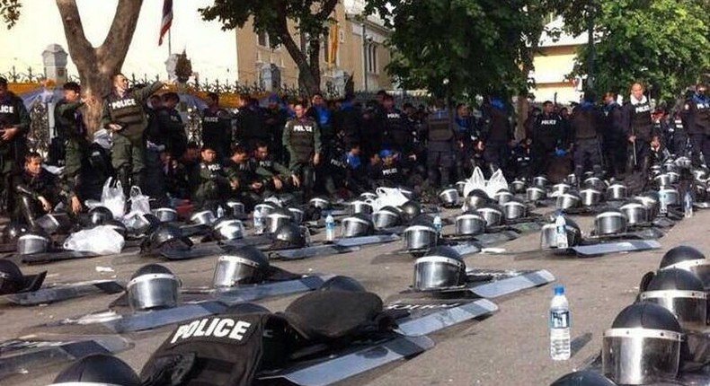 This riot police team in Thailand who laid down their shield as a sign of solidarity for the protesters they were ordered to block. 