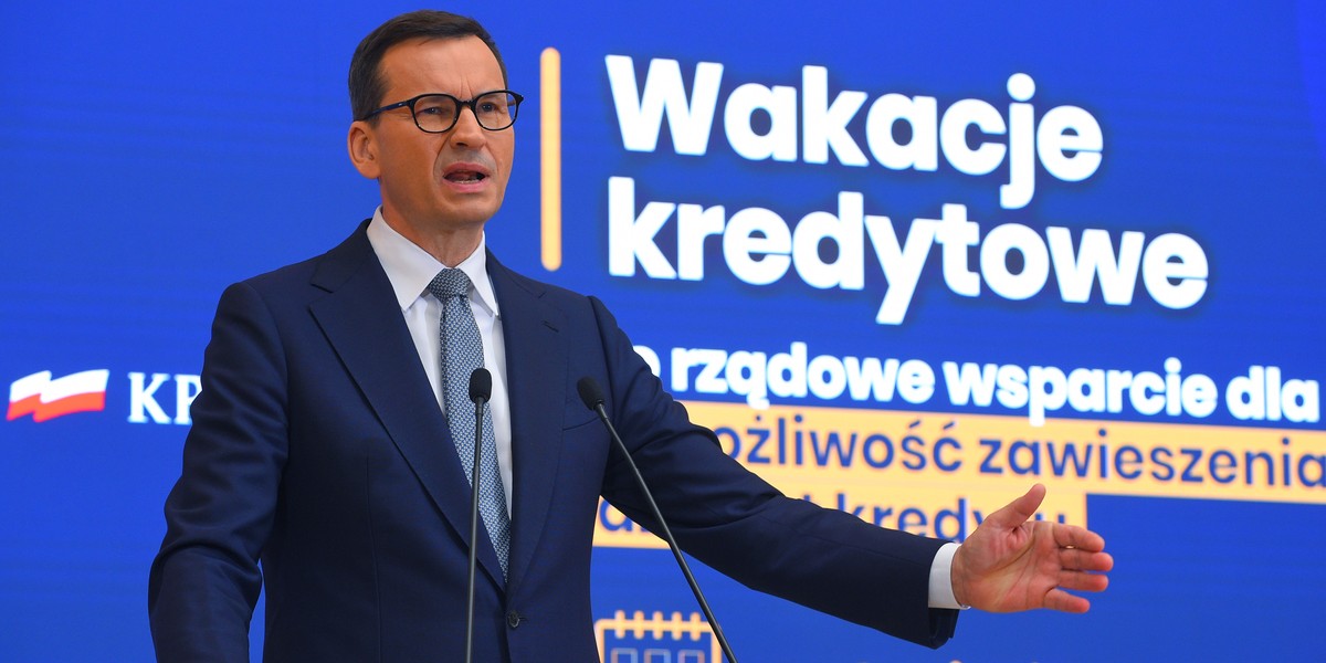 Konferencja prasowa premiera Mateusza Morawieckiego na temat wakacji kredytowych w lipcu 2022 r.