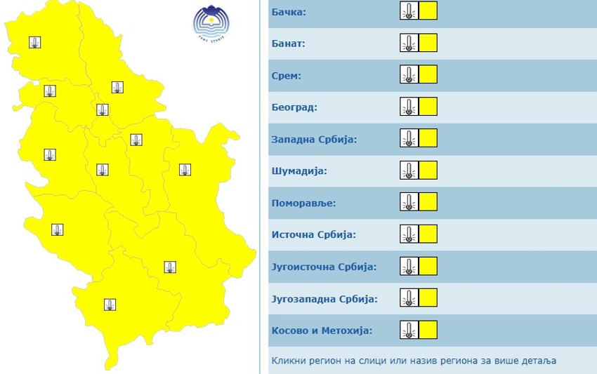 Meteoalarm za 27 april