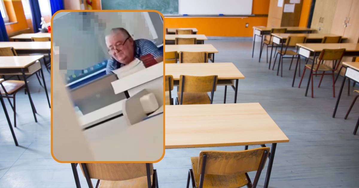 Wpadka nauczyciela na lekcji. Nie wiedział, iż jego laptop jest podłączony do tablicy