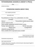 Potwierdzenie zawarcia umowy o pracę