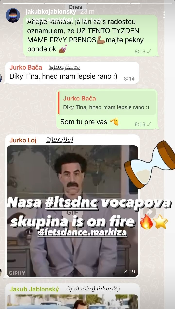 Účastníci šou Let‘s Dance majú vytvorený spoločný chat.
