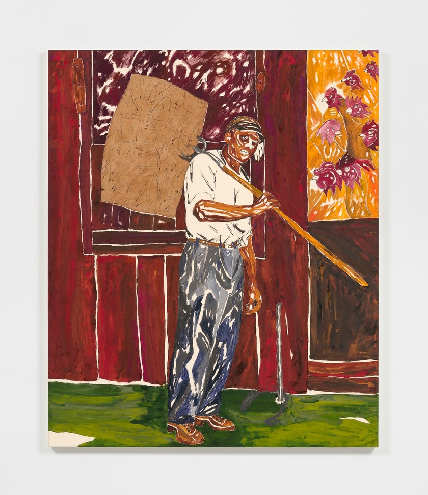 CHASE HALL «Early Bird», 2021, Acryl und Kaffee auf Baumwollleinwand.