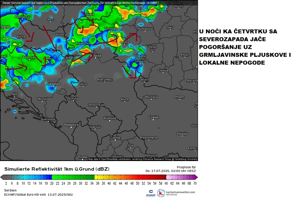 Kiša u noći ka četvrtku