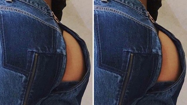 Fenékkivágás a Vetements farmerén