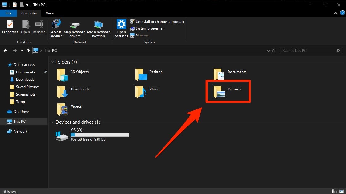 How to find screenshots on a Windows 10 computer and change where they're saved to by default 