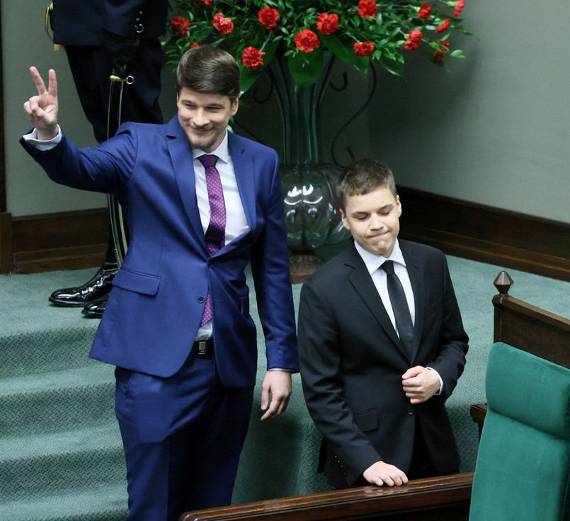 Daniel i Antoni Nawroccy podczas zaprzysiężenia prezydenta RP 6 sierpnia