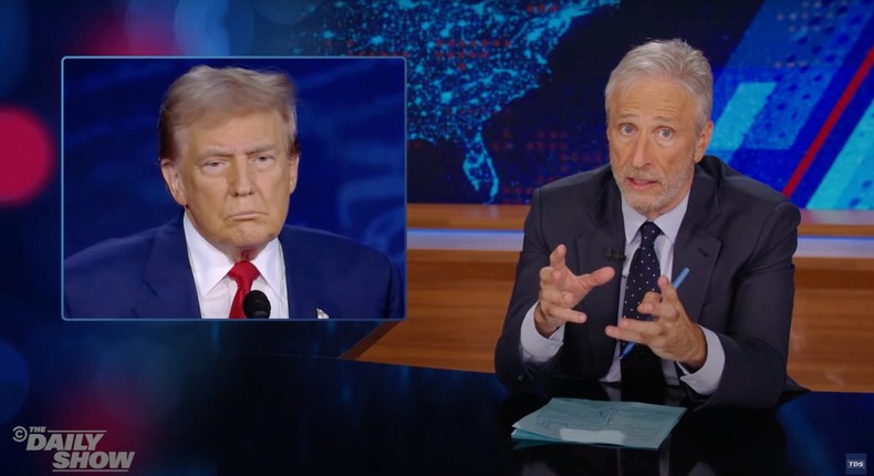 Jon Stewart, post-ABC presidential debate, says Kamala Harris managed to bait Donald Trump on a particularly sore point — his rally crowd size.The Daily Show