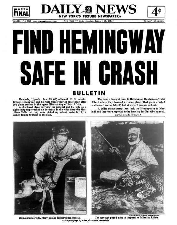O tym, co spotkało Hemingwayów, rozpisywały się amerykańskie gazety