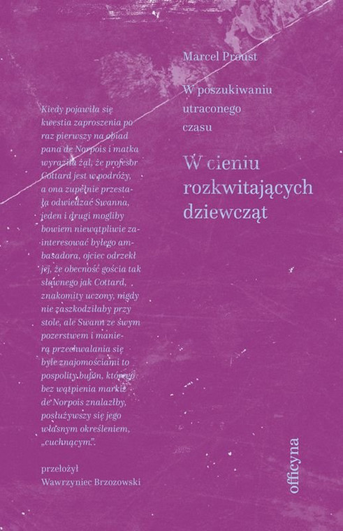 Marcel Proust, "W poszukiwaniu utraconego czasu. W cieniu rozkwitających dziewcząt" (tłum. Wawrzyniec Brzozowski; okładka)