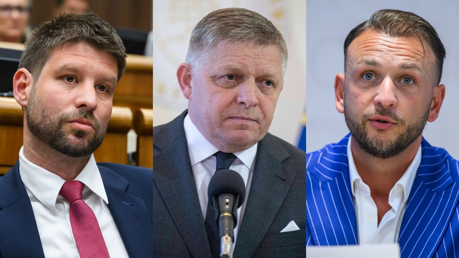 Michal Šimečka, Robert Fico a Matúš Šutaj Eštok.