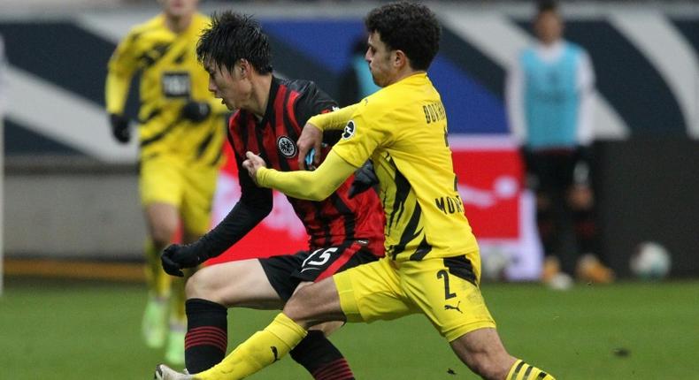 Japan midfielder Daichi Kamada (L) gave Frankfurt an early lead in Saturday's 1-1 draw at home to Borussia Dortmund