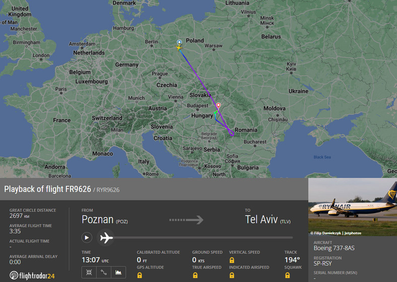 Awaryjne lądowanie samolotu Ryanaira FR9626 (B738)