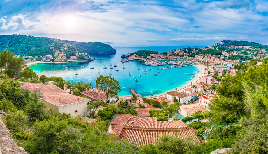 Panoramiczny widok na Porte de Soller, Majorka