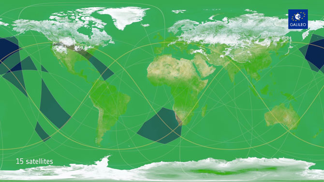 Dostępność usług systemu Galileo przy 15 satelitach na orbicie