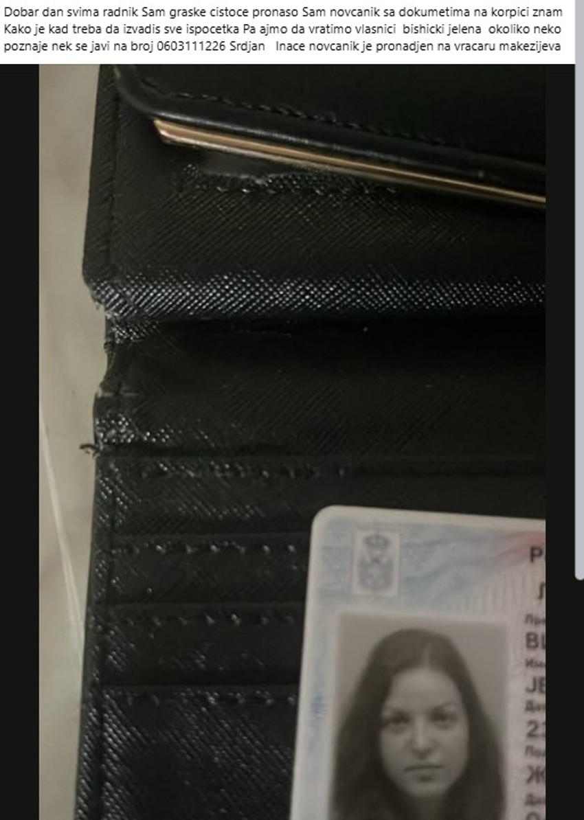 Srđanova objava u fejsbuk grupi