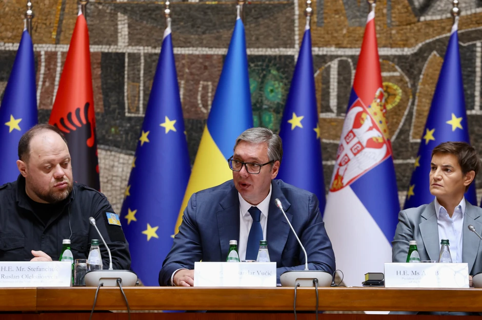 Ruslan Stefančuk, Aleksandar Vučić i Ana Brnabić