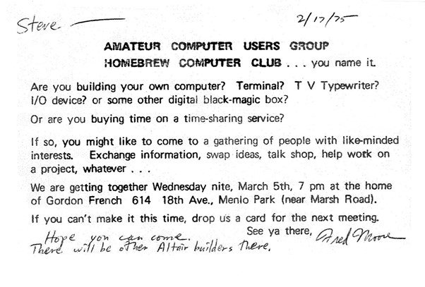 Zaproszenie na pierwsze spotkanie Homebrew Computer Club