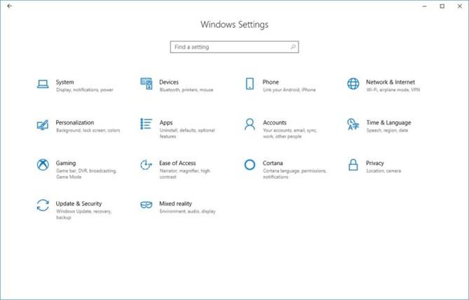 Ustawienia z Windows 10 Redstone 4