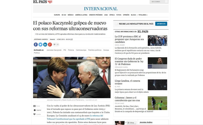 "El Pais" o Jarosławie Kaczyńskim i PiS