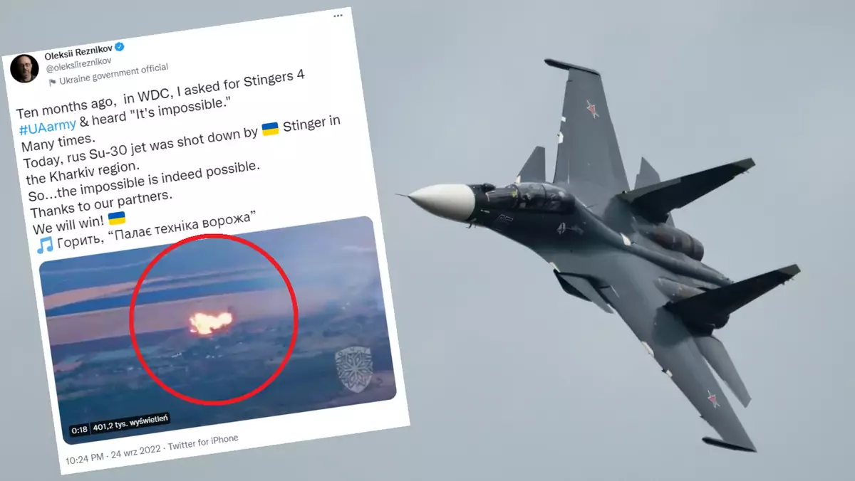 Ukraińcy zestrzelili cztery rosyjskie samoloty jednego dnia (twitter.com/oleksiireznikov)