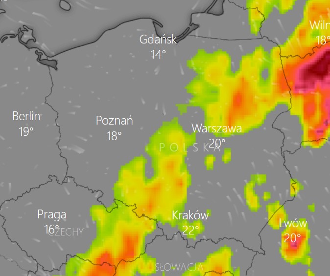 Prognoza pogody o godz. 20