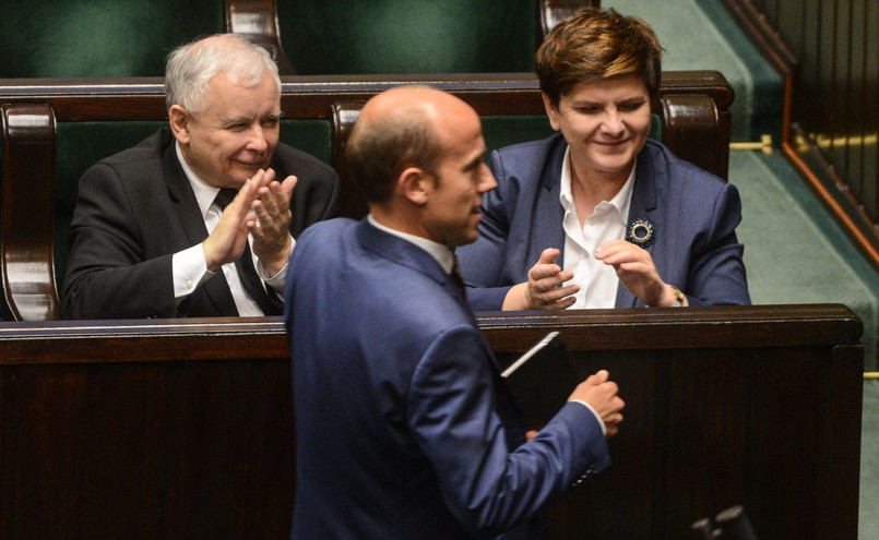 Jarosław Kaczyński, Borys Budka i premier Beata Szydło