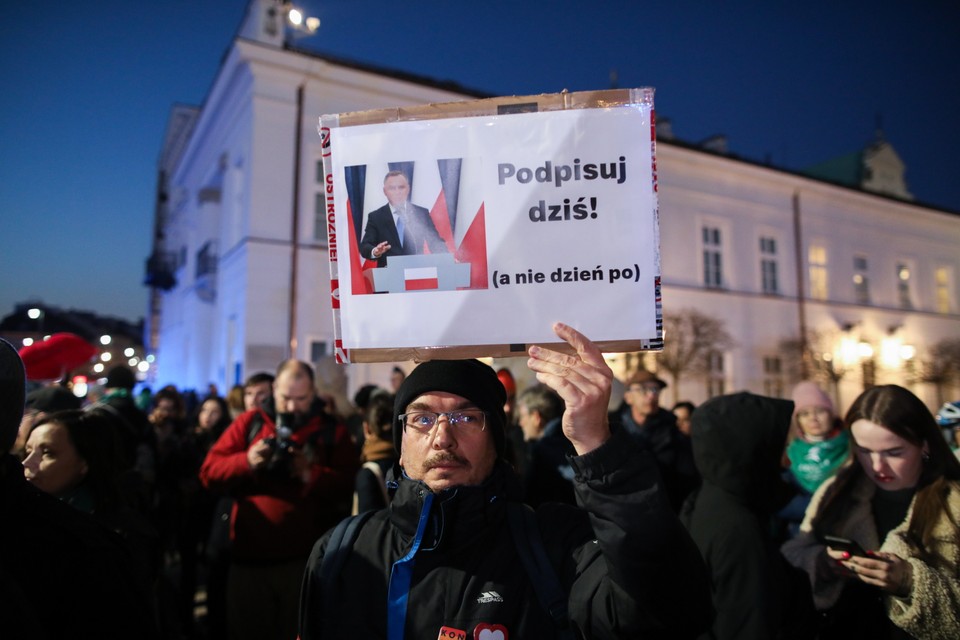 Strajk przed Pałacem Prezydenckim