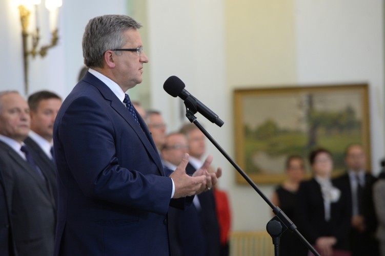 Uroczystość przyjęcia przez prezydenta RP dymisji Rady Ministrów w Pałacu Prezydenckim w Warszawie