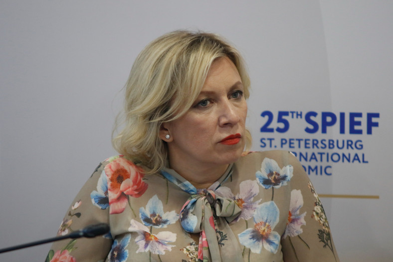 Rzecznik Ministerstwa Spraw Zagranicznych Rosji Maria Zacharowa podczas Międzynarodowego Forum Ekonomicznego w Petersburgu, 2022 r.